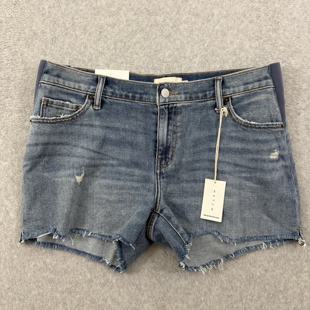 Hatch Shirts Women's 30 Blue Maternity Denim Cut Off Distressed Side Panels New